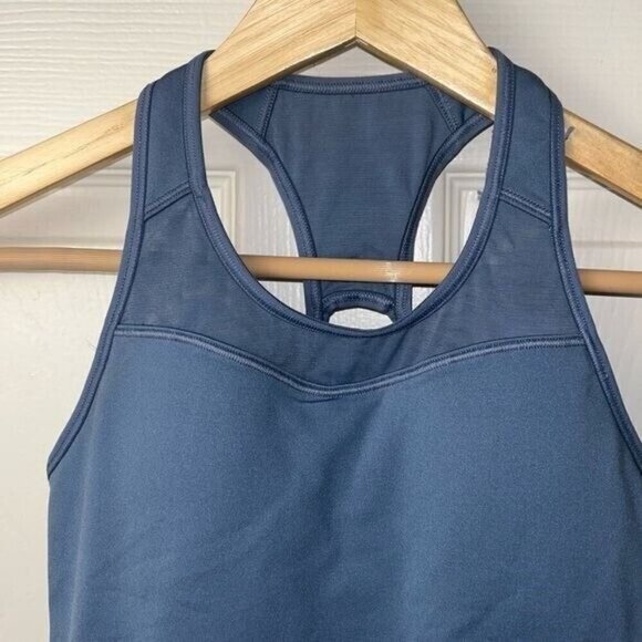Athleta Blue Razorback Athletic Pullover Built In Bra Workout Support Top XXS - Picture 2 of 8
